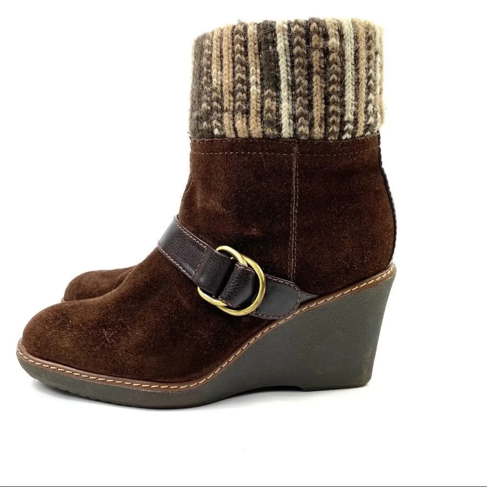 Naturalizer Kenning wedge bootie suede & knit 7.5